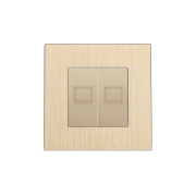 Розетка комп’ютерна подвійна RJ-45 WALLPAD, золота, алюмінієва рамка, дизайнерська настінна