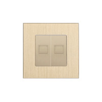 Розетка комп’ютерна подвійна RJ-45 WALLPAD, золота, алюмінієва рамка, дизайнерська настінна