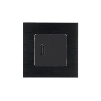 Розетка HDMI WALLPAD, чорна, алюмінієва рамка, настінна для телевізора, дизайнерська
