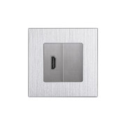 Розетка HDMI WALLPAD, сіра, алюмінієва рамка, настінна для телевізора, дизайнерська