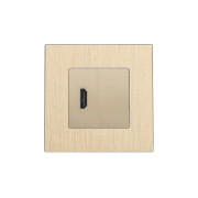 Розетка HDMI WALLPAD, золота, алюмінієва рамка, настінна для телевізора, дизайнерська