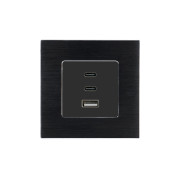 Розетка USB Type-C WALLPAD з 65Вт, чорна, настінна, дизайнерська, алюмінієва рамка