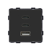 Розетка USB Type-C 65Вт, WALLPAD, чорна алюмінієва рамка, настінна, дизайнерська, швидка зарядка