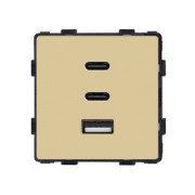Розетка USB Type-C 65Вт, WALLPAD, золота алюмінієва рамка, настінна, дизайнерська, швидка зарядка
