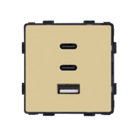 Розетка USB Type-C 65Вт, WALLPAD, золота алюмінієва рамка, настінна, дизайнерська, швидка зарядка