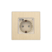 Електрична розетка WALLPAD з кришкою IP44, золота, настінна дизайнерська, алюмінієва рамка, 250В 16А