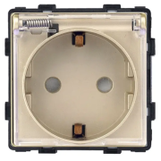 Електрична розетка WALLPAD з кришкою IP44, із заземленням, шторки, золота, настінна дизайнерська, 250В 16А