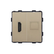 Розетка HDMI комп’ютерна RJ-45 WALLPAD, золота алюмінієва рамка, настінна дизайнерська, для ТВ і мультимедіа