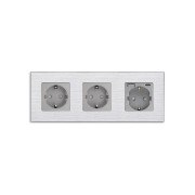 Розетка WALLPAD з USB A+C 20Вт, із заземленням, шторки, сіра, алюмінієва рамка, 250В 16А