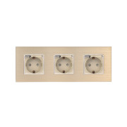 Потрійна електрична розетка WALLPAD з кришкою IP44, із заземленням, шторки, золота, алюмінієва рамка, 250В 16А
