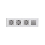 Розетка чотиримісна WALLPAD Силова + Інтернет RJ-45, сіра, настінна, алюмінієва рамка