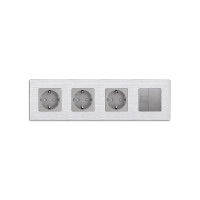 Розетка чотиримісна WALLPAD Силова + Інтернет RJ-45, сіра, настінна, алюмінієва рамка