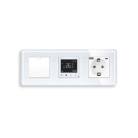 Терморегулятор сенсорний для теплої підлоги ELIOS з вимикачем і розеткою USB A+C 20Вт, білий, скло