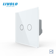 Прохідний сенсорний вимикач LIVOLO 2 клавіші білий скло 5А 230В