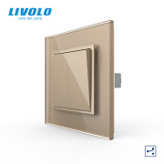 Вимикач універсальний 2-клавішний LIVOLO золото скло
