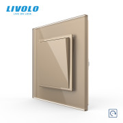 Кнопковий вимикач без фіксації (дзвінковий, імпульсний) LIVOLO золото скло
