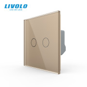 Сенсорний димер LIVOLO, 2-сенсорний, золото, скляна панель, 2 А 230 В,