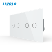 Сенсорний прохідний димер LIVOLO, 4 сенсори (2-2), білий, скло