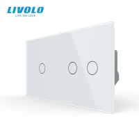 Розумний сенсорний (дотиковий) прохідний вимикач LIVOLO 3 клавіші (1-2) білий скло Wi-Fi