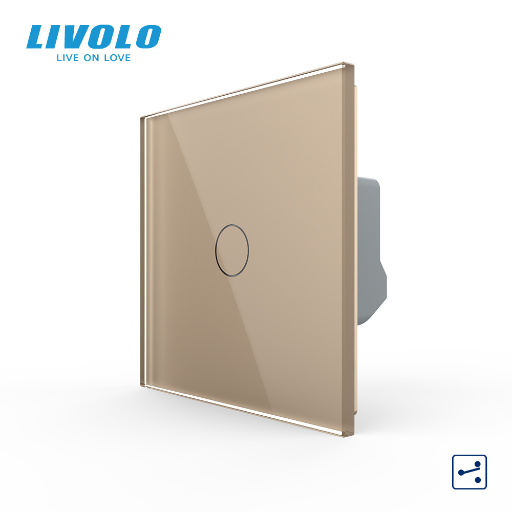 Розумний прохідний вимикач LIVOLO сенсорний золотий скло Wi-Fi