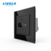 Розумний сенсорний прохідний димер LIVOLO, чорний, скло
