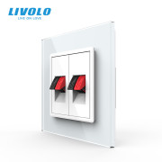 Hi-Fi аудіо розетка LIVOLO для колонок і підсилювачів, біла скляна рамка, настінна, дизайнерська