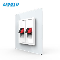 Hi-Fi аудіо розетка LIVOLO для колонок і підсилювачів, біла скляна рамка, настінна, дизайнерська