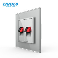 Hi-Fi аудіо розетка LIVOLO для колонок і підсилювачів, сіра скляна рамка, настінна, дизайнерська