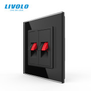 Hi-Fi аудіо розетка LIVOLO для колонок і підсилювачів, чорна скляна рамка, настінна, дизайнерська