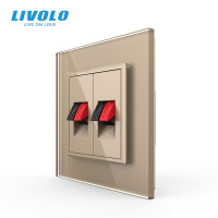 Hi-Fi аудіо розетка LIVOLO для колонок і підсилювачів, золота скляна рамка, настінна, дизайнерська