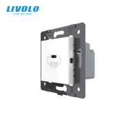Розетка USB Type-C LIVOLO з Power Delivery 45Вт, біла скляна рамка, настінна, дизайнерська, швидка зарядка
