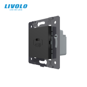 Розетка USB Type-C LIVOLO з Power Delivery 45Вт, чорна скляна рамка, настінна, дизайнерська, швидка зарядка