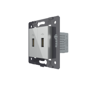 Подвійна розетка USB LIVOLO з блоком живлення, сіра скляна рамка, настінна, дизайнерська, для зарядки гаджетів