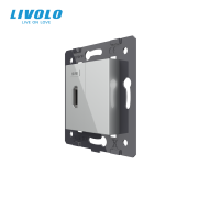 Розетка HDMI LIVOLO, сіра скляна рамка, настінна дизайнерська, для ТВ і мультимедіа