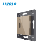 Розетка HDMI LIVOLO, золота скляна рамка, настінна дизайнерська, для ТВ і мультимедіа