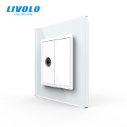 Телевізійна розетка LIVOLO, біла, скляна рамка, ТВ антенна настінна, дизайнерська