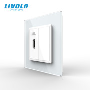 Розетка HDMI LIVOLO, біла, скляна рамка, настінна для телевізора, дизайнерська