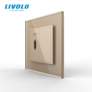 Розетка HDMI LIVOLO, золота, скляна рамка, настінна для телевізора, дизайнерська