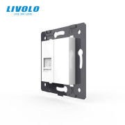 Розетка комп’ютерна RJ-45 LIVOLO біла, настінна дизайнерська, скляна рамка