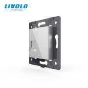 Розетка комп’ютерна RJ-45 LIVOLO сіра, настінна дизайнерська, скляна рамка