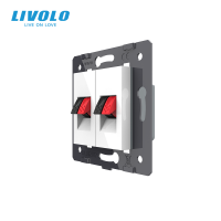 Hi-Fi аудіо розетка LIVOLO, для колонок і підсилювачів, біла, настінна дизайнерська, скляна рамка
