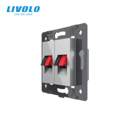 Hi-Fi аудіо розетка LIVOLO, для колонок і підсилювачів, сіра, настінна дизайнерська, скляна рамка