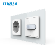 Розетка LIVOLO із заземленням і датчиком руху, біла, настінна дизайнерська, скляна рамка, 250В 16А