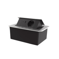 Меблева розетка LIVOLO срібна, у стільницю, з USB-A і USB Type-C 36 Вт, висувна, плавне відкриття, алюміній