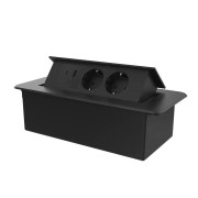 Меблева розетка LIVOLO з USB-A та USB Type-C 36 Вт, у стільницю, плавне відкриття, алюміній, чорна