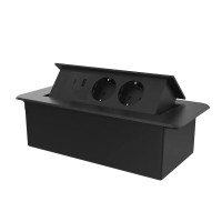 Меблева розетка LIVOLO з USB-A та USB Type-C 36 Вт, у стільницю, плавне відкриття, алюміній, чорна