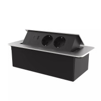 Меблева розетка LIVOLO з USB-A та USB Type-C 36 Вт, у стільницю, плавне відкриття, алюміній, срібна