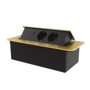 Меблева розетка LIVOLO з USB-A та USB Type-C 36 Вт, у стільницю, плавне відкриття, алюміній, золота
