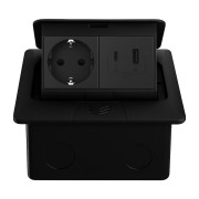 Розетка підлогова LIVOLO з USB-A та USB Type-C 36 Вт, вбудована, IP44, плавне відкриття, алюміній, чорна