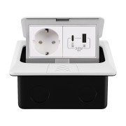 Розетка підлогова LIVOLO з USB-A та USB Type-C 36 Вт, вбудована, IP44, плавне відкриття, алюміній, біла